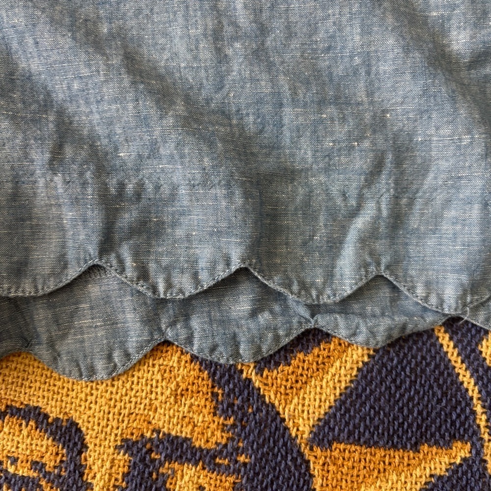 Ann Taylor LOFT The Riviera Short Linen Blend Scalloped Hem Pockets Blue Size 10 - Picture 4 of 10